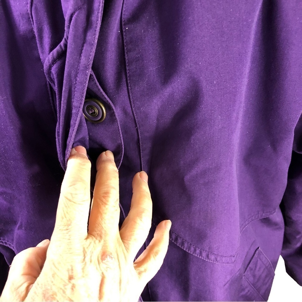 London Fog Trench Coat Women 8 Purple Zipout Plaid Lining Classic Career Vintage - Picture 4 of 15
